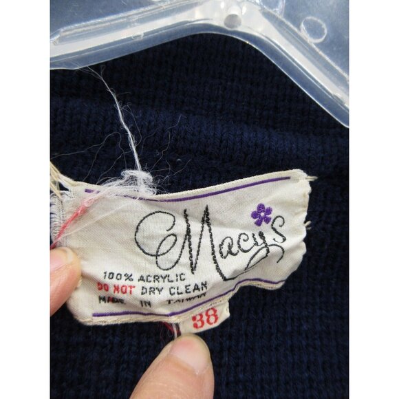 VINTAGE Macys Sweater 38 Cardigan Peacoat Double Breasted 60s 70s - Picture 8 of 9